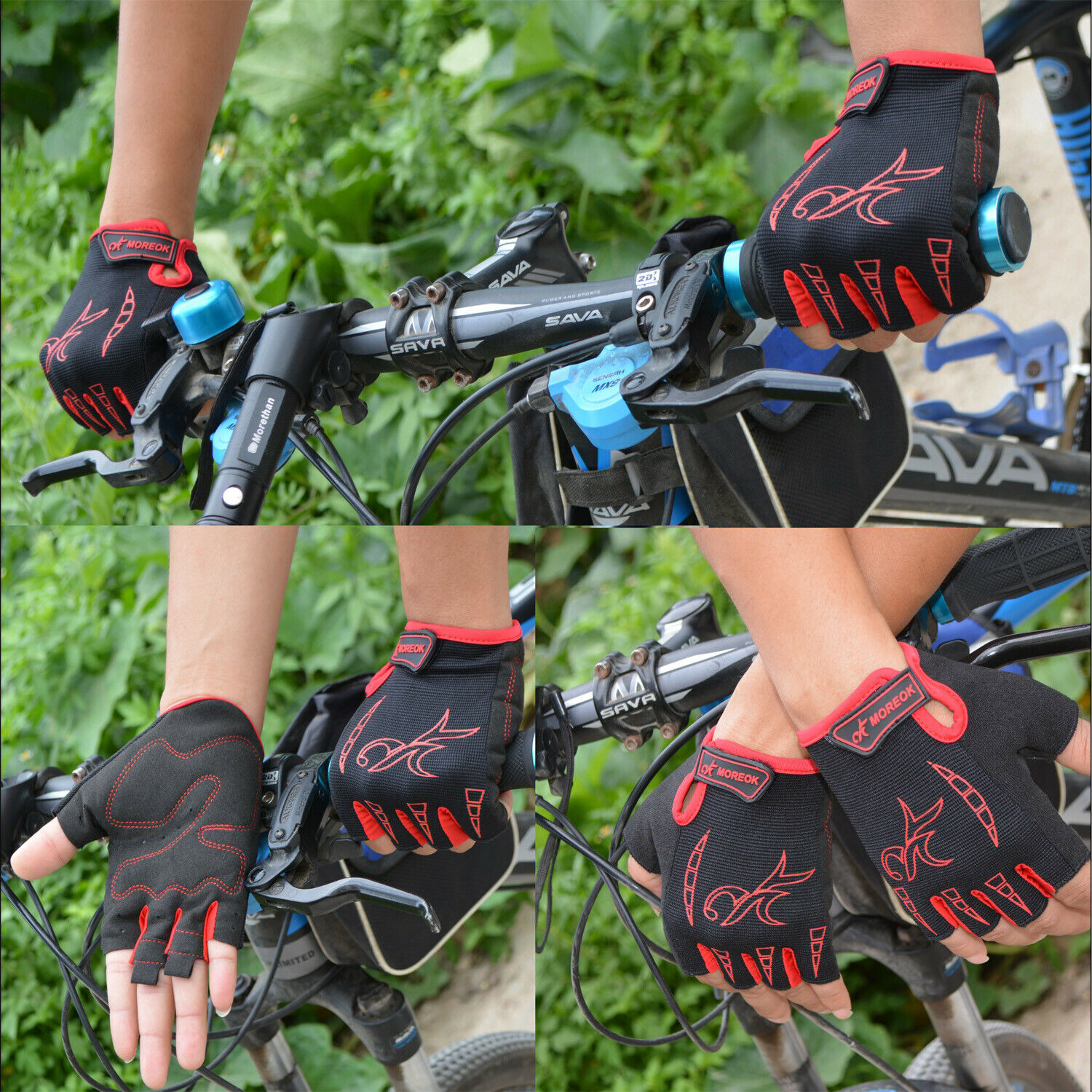 Gants De Vélo Enfant HSKRKOW - Protection Mains, Réflecteurs - Taille B, Rouge - 4-12 Ans, Cyclisme, Sports
