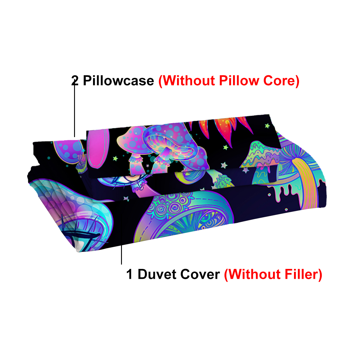 Fantasy Mushroom Bedding Set Predatory Dinosaur Ultra Soft Comforter Cover Set