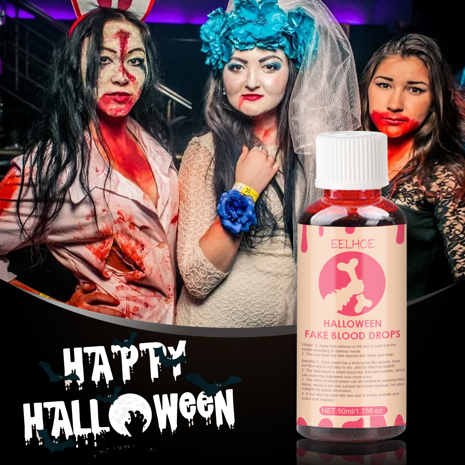 Halloween Plasma Props Fake Blood Vampire Zombie Blood Simulation Parody Makeup