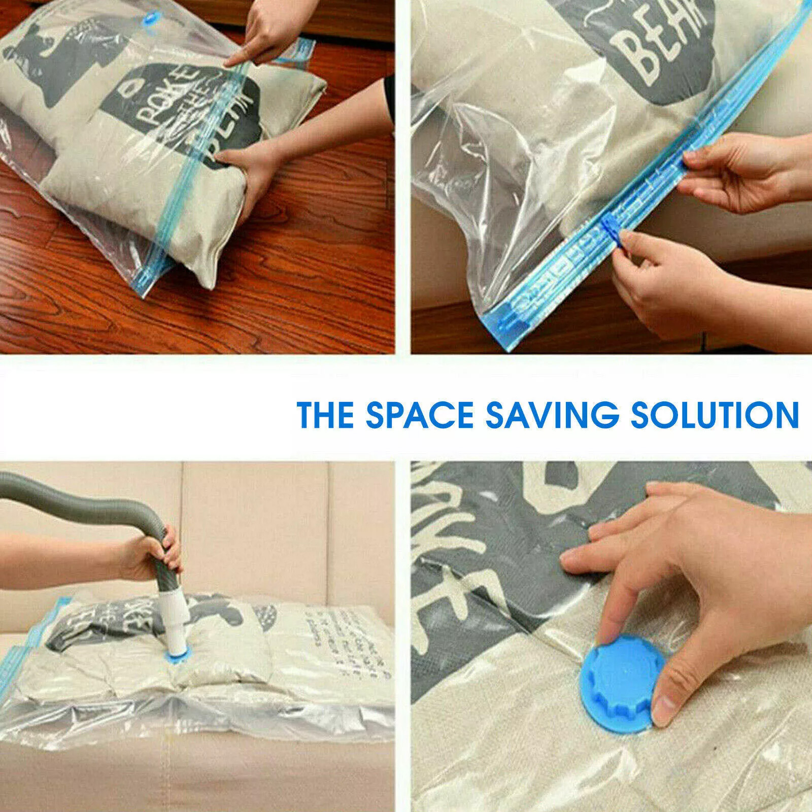 6 X Space Saver Vaccum Vacum-bag Strong Vacuum Storage Space Saving Bags Vac Bag - Picture 5 of 10