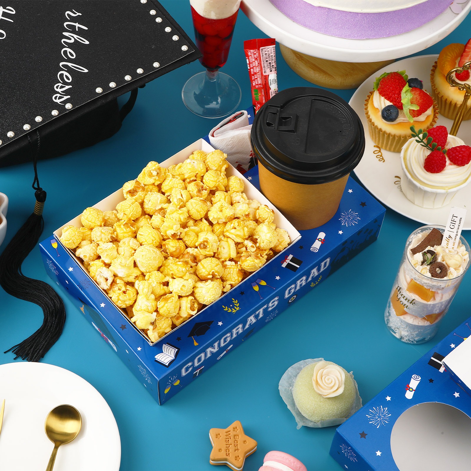 36Pcs Graduation Movie Night Snack Tray Dessert Plate Candy Popcorn French Fries - Picture 5 of 8