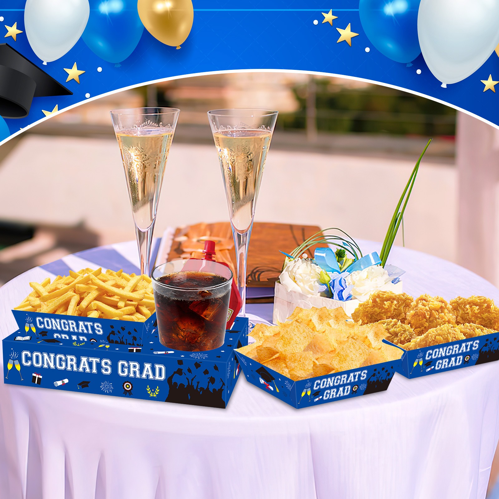 36Pcs Graduation Movie Night Snack Tray Dessert Plate Candy Popcorn French Fries - Picture 2 of 8