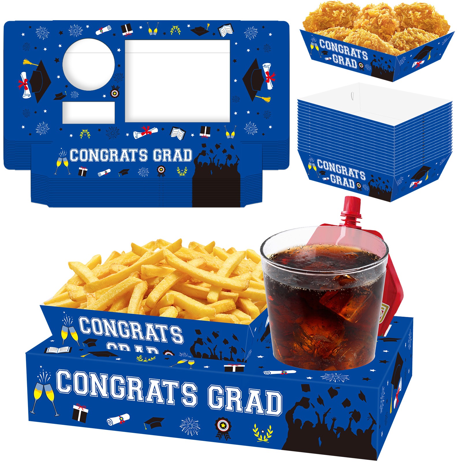 36Pcs Graduation Movie Night Snack Tray Dessert Plate Candy Popcorn French Fries - Picture 6 of 8